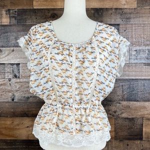 Vera Wang Dog Print Sheer Blouse